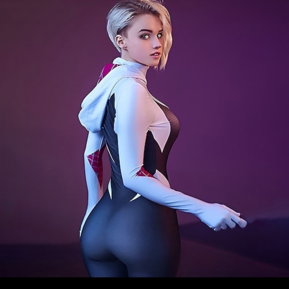 Gwen Ghost Spider Women's Black and White Bodysuit